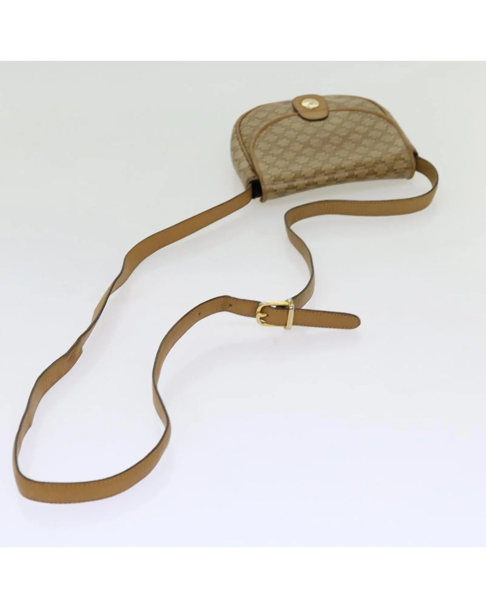 CELINE Trio Shoulder Bag in Tan Canvas and Leather