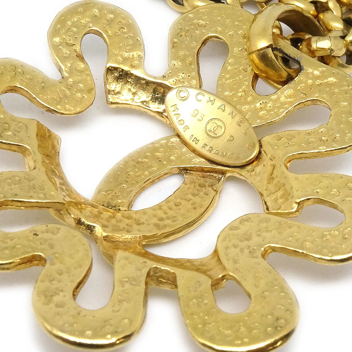 CHANEL 1995 Squiggle Border Pendant Necklace 95P 27102