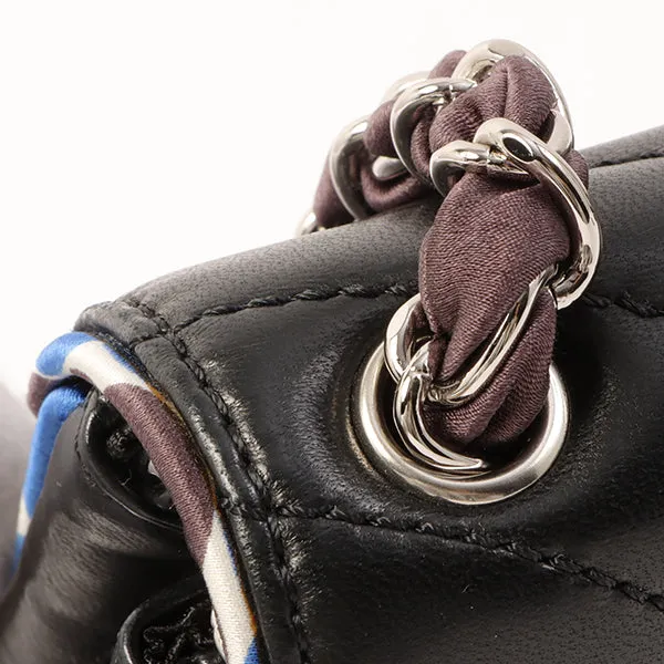 Chanel Around 2005 Made Chevron Cc Mark Plate Mini Chain Bag Black/Multi