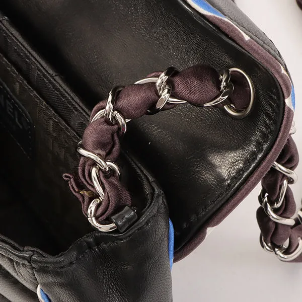 Chanel Around 2005 Made Chevron Cc Mark Plate Mini Chain Bag Black/Multi
