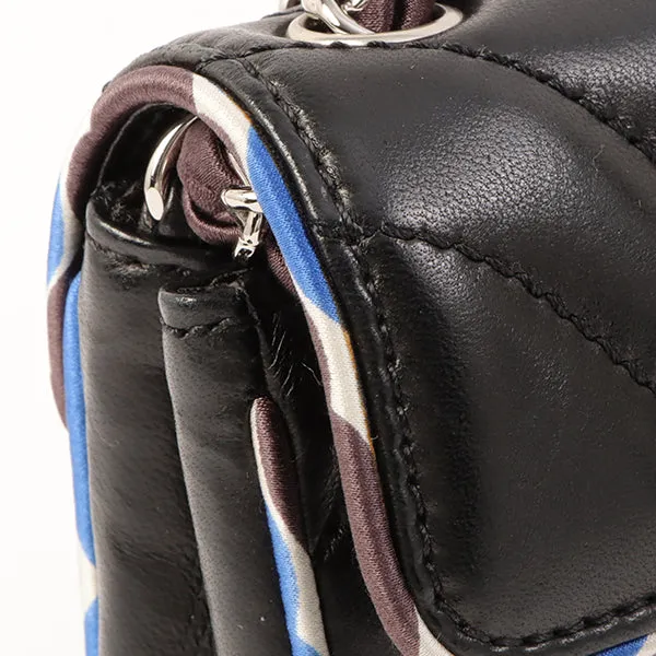 Chanel Around 2005 Made Chevron Cc Mark Plate Mini Chain Bag Black/Multi