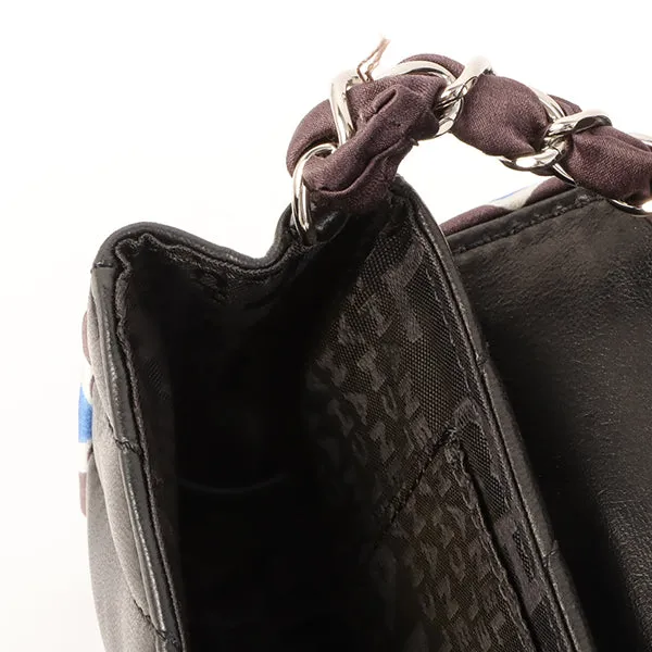 Chanel Around 2005 Made Chevron Cc Mark Plate Mini Chain Bag Black/Multi