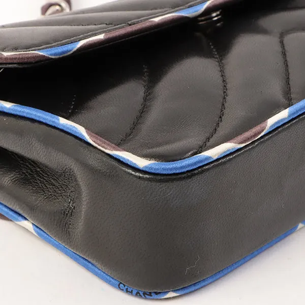 Chanel Around 2005 Made Chevron Cc Mark Plate Mini Chain Bag Black/Multi