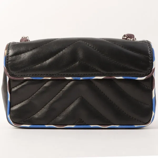 Chanel Around 2005 Made Chevron Cc Mark Plate Mini Chain Bag Black/Multi