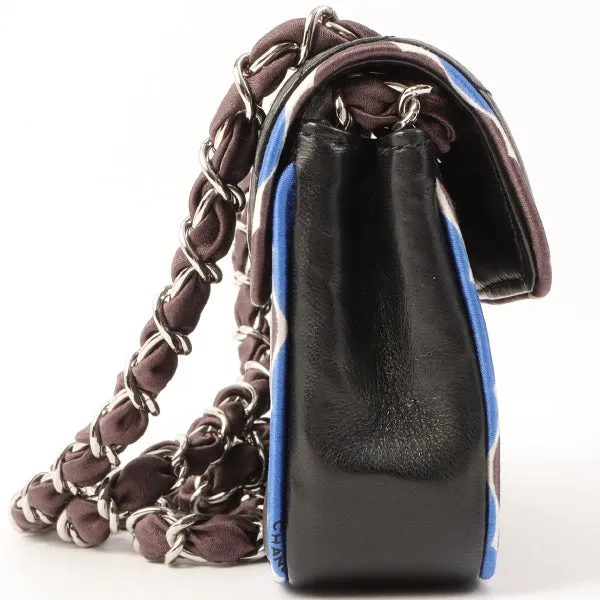Chanel Around 2005 Made Chevron Cc Mark Plate Mini Chain Bag Black/Multi
