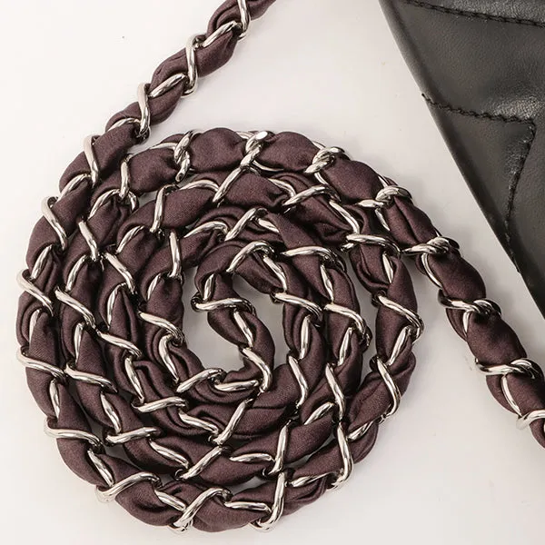 Chanel Around 2005 Made Chevron Cc Mark Plate Mini Chain Bag Black/Multi