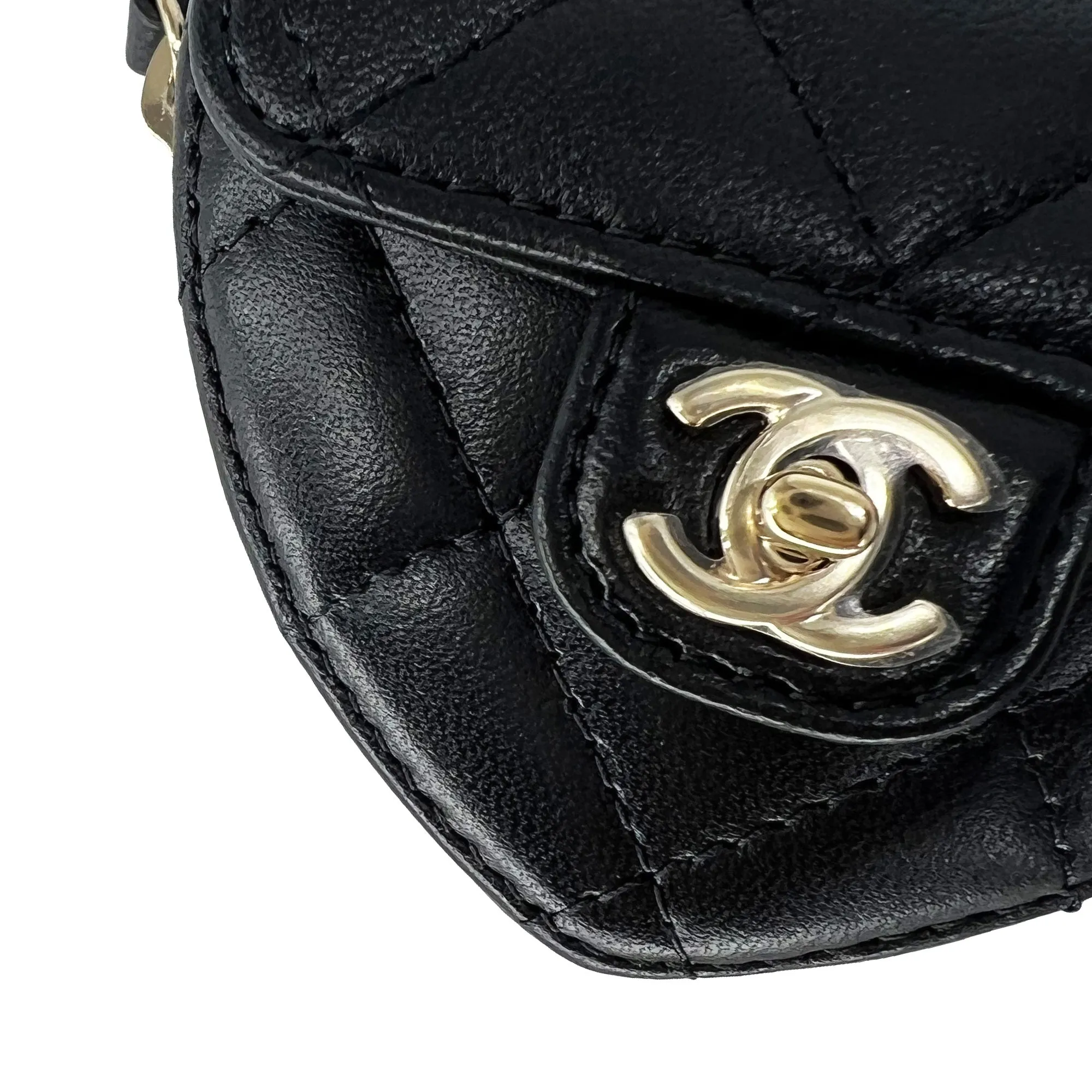 Chanel Black Heart Zipped Coin Calfskin Mini Bag