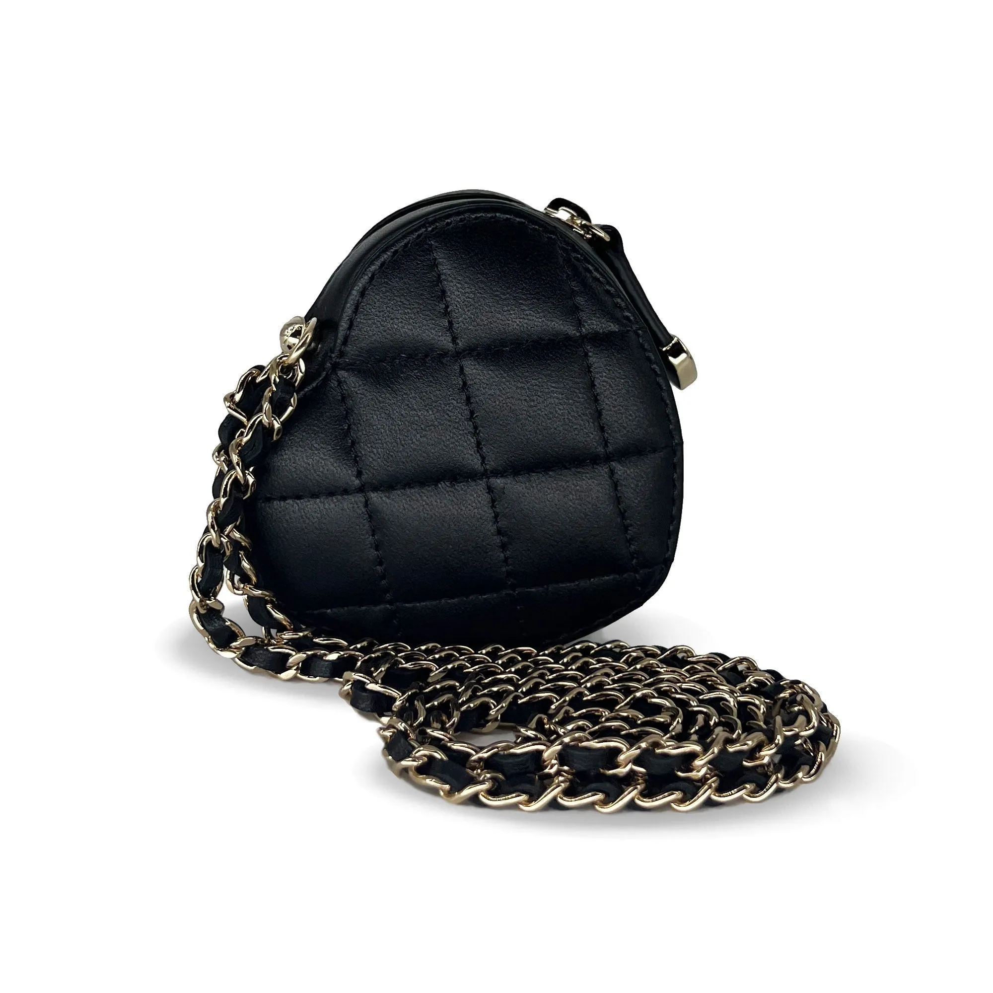 Chanel Black Heart Zipped Coin Calfskin Mini Bag