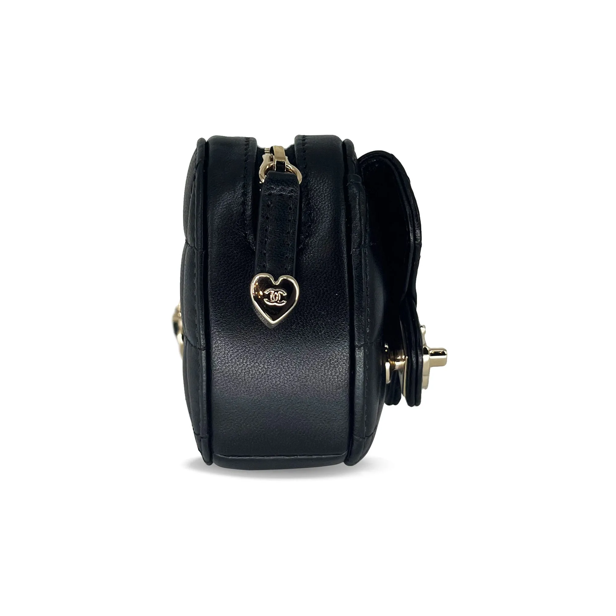 Chanel Black Heart Zipped Coin Calfskin Mini Bag