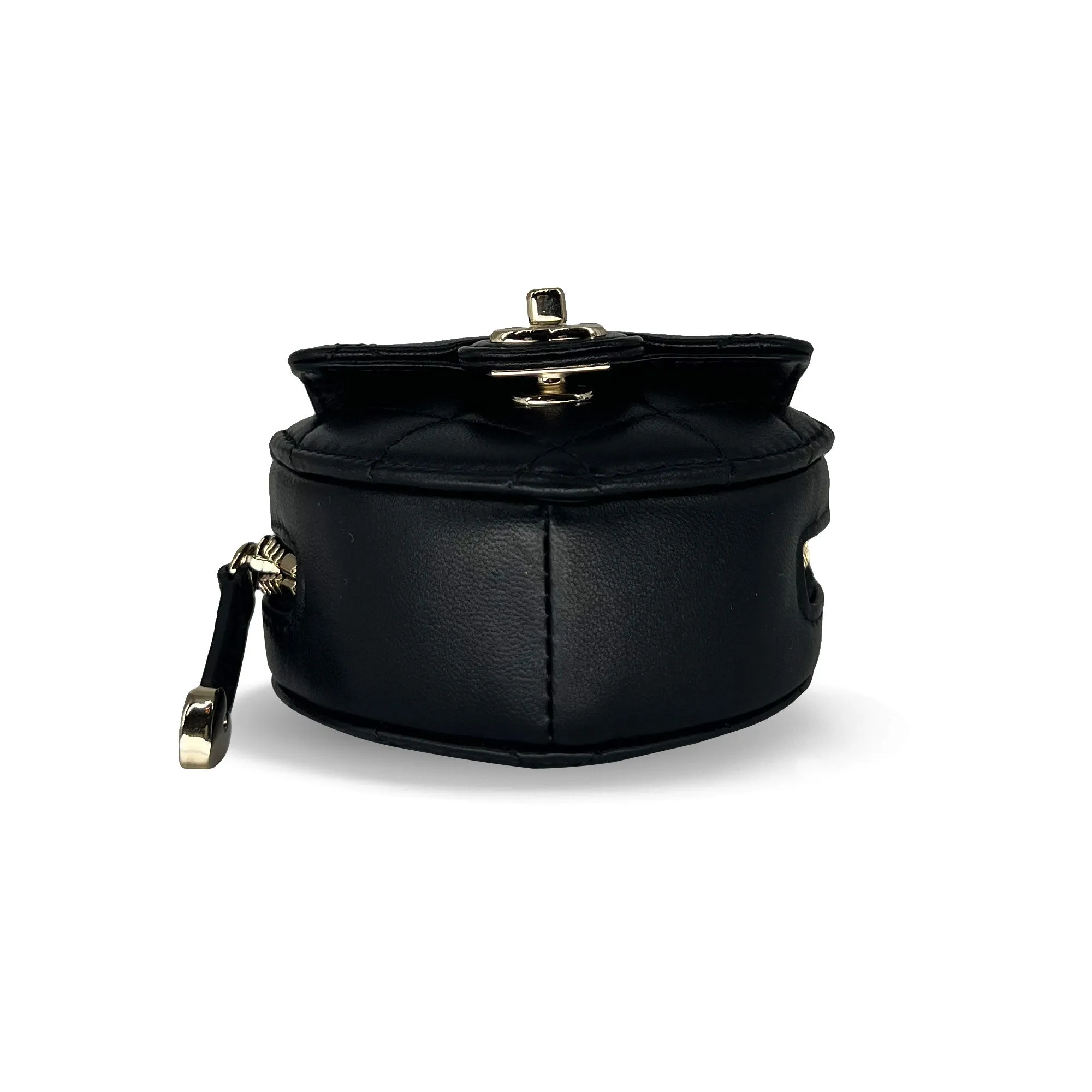 Chanel Black Heart Zipped Coin Calfskin Mini Bag