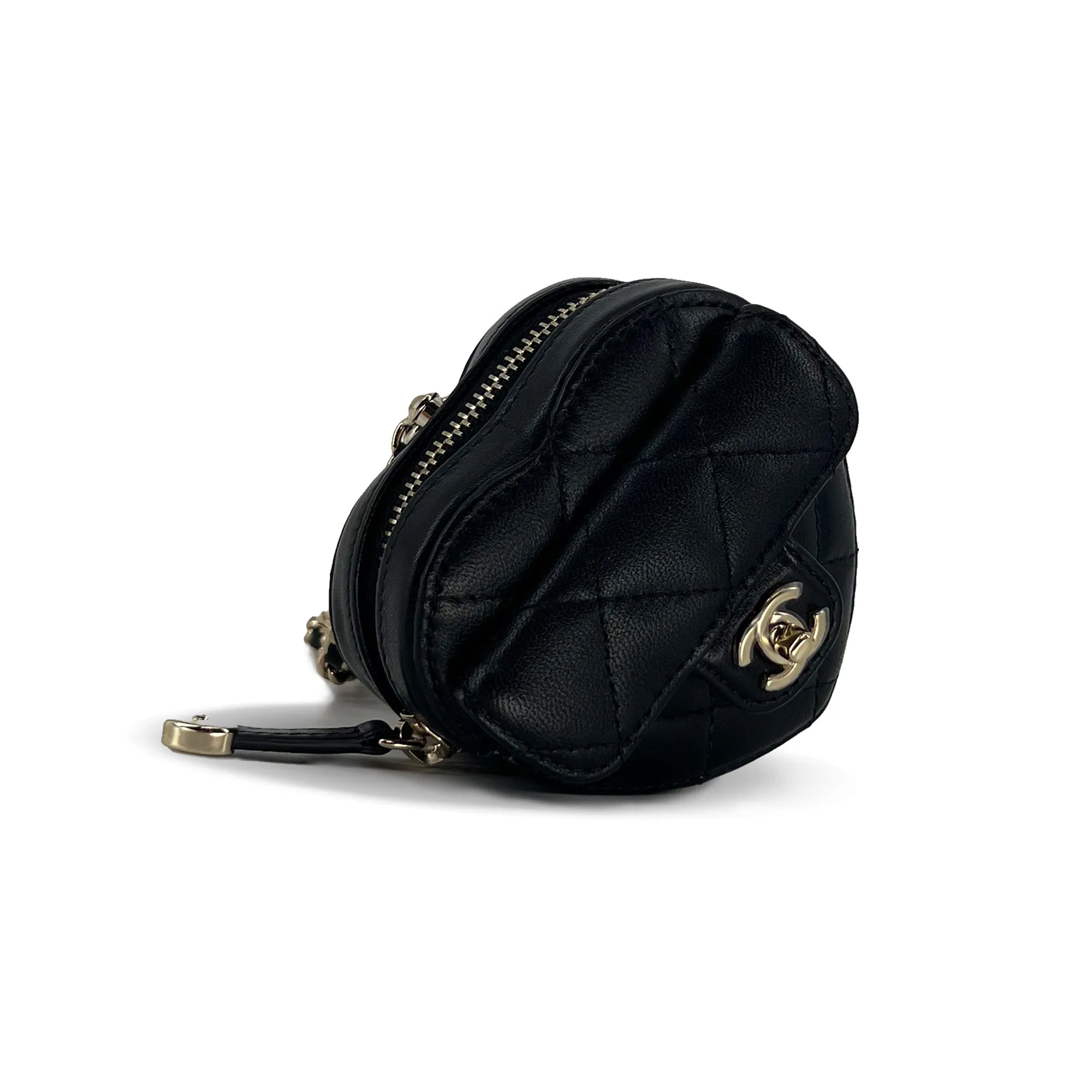 Chanel Black Heart Zipped Coin Calfskin Mini Bag