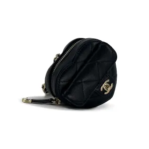 Chanel Black Heart Zipped Coin Calfskin Mini Bag