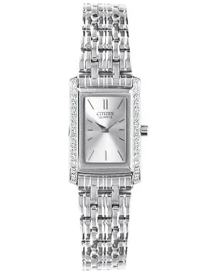 Citizen Quartz Ladies Crystal Dress Watch - Silver-Tone Dial - Steel Bracelet