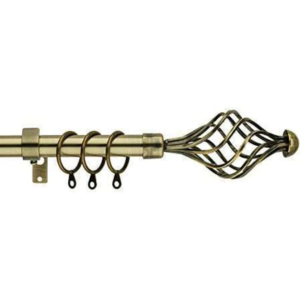 CK Expandible Curtain Rod 19mm x 1.6-3.0m Rings Brackets & Finales Gold