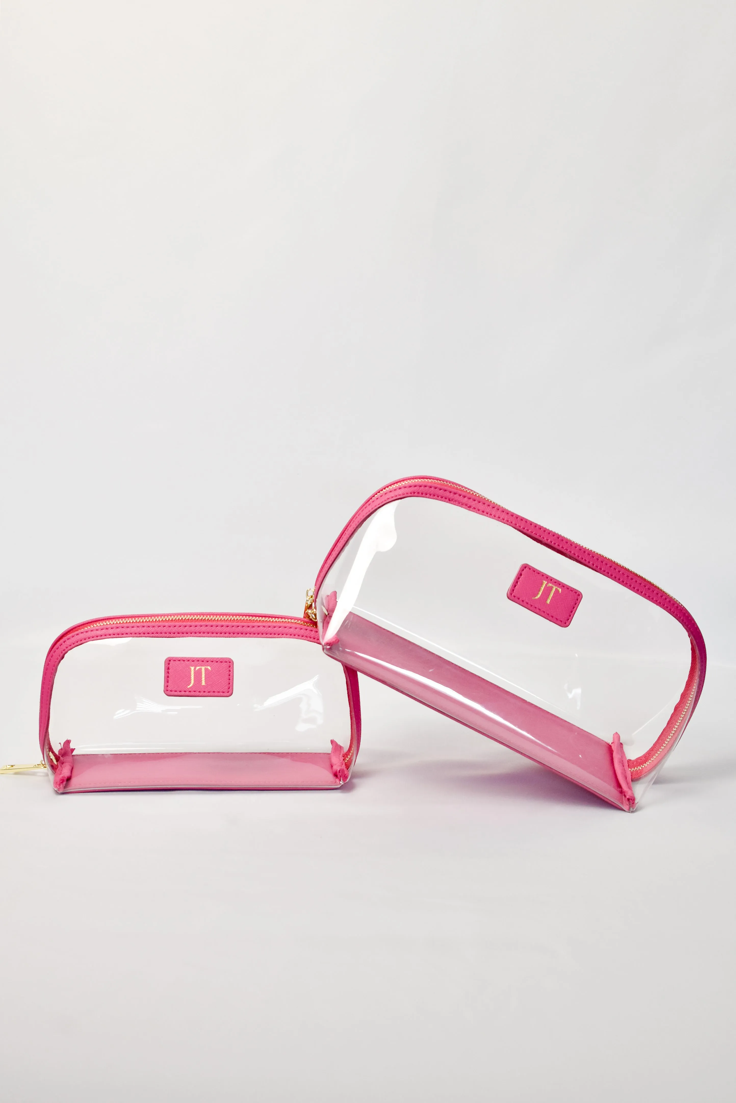 Clear Arc Makeup Bag Set - Hot Pink