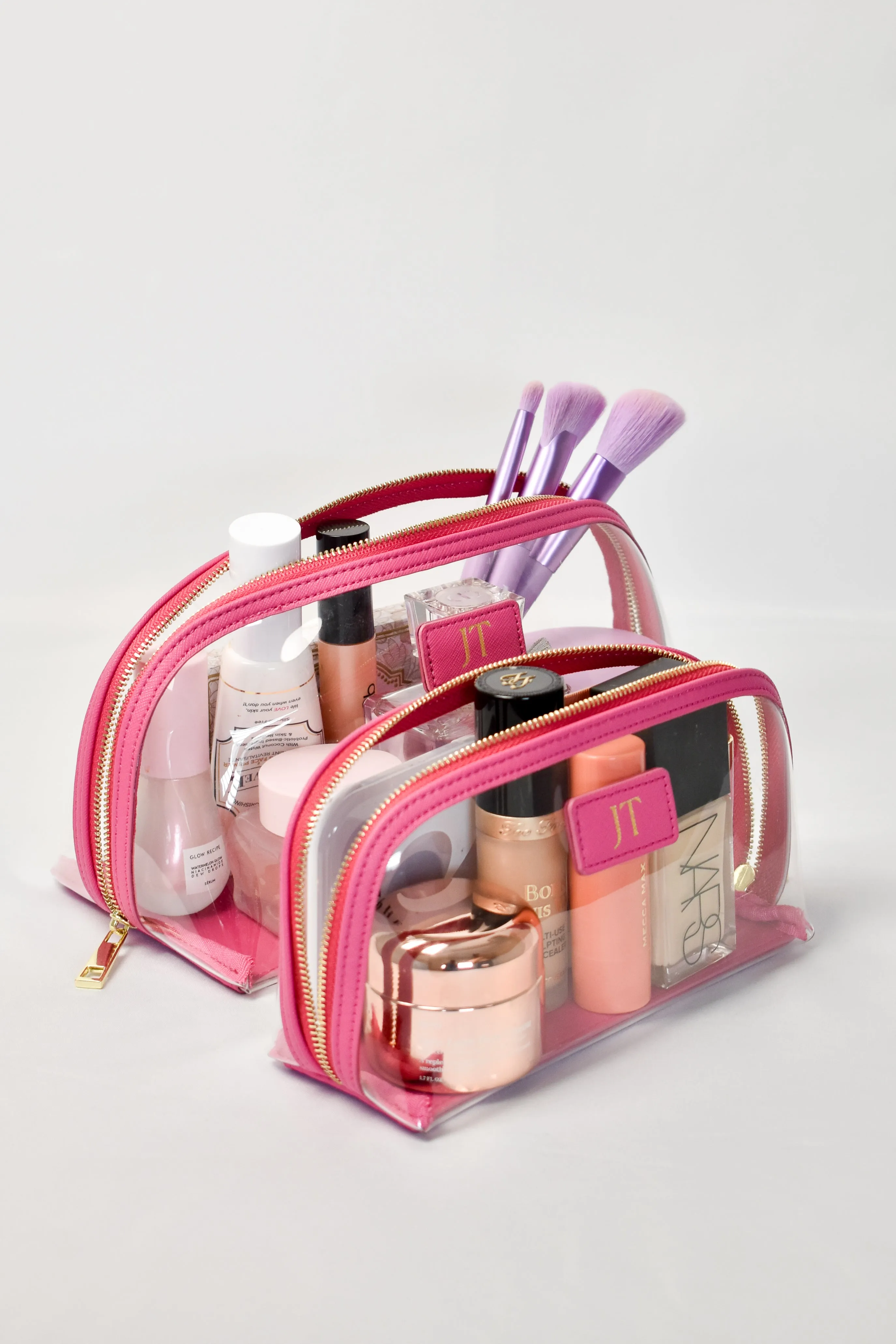 Clear Arc Makeup Bag Set - Hot Pink