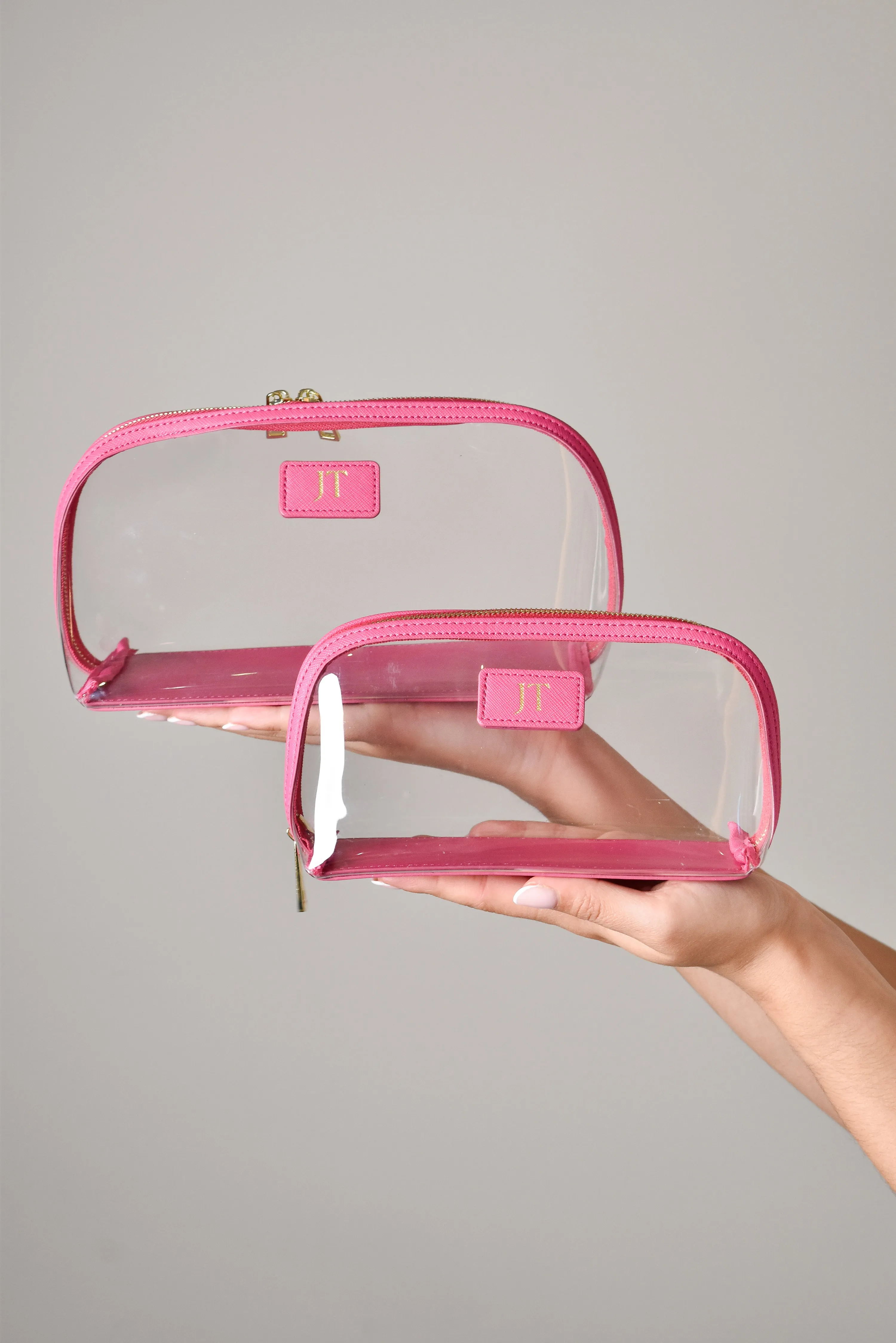 Clear Arc Makeup Bag Set - Hot Pink