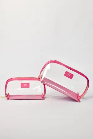 Clear Arc Makeup Bag Set - Hot Pink