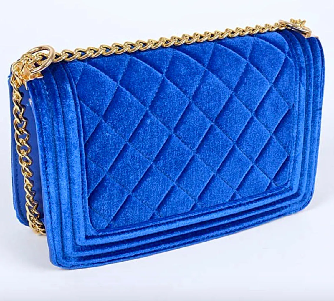Cobalt Velvet Handbag