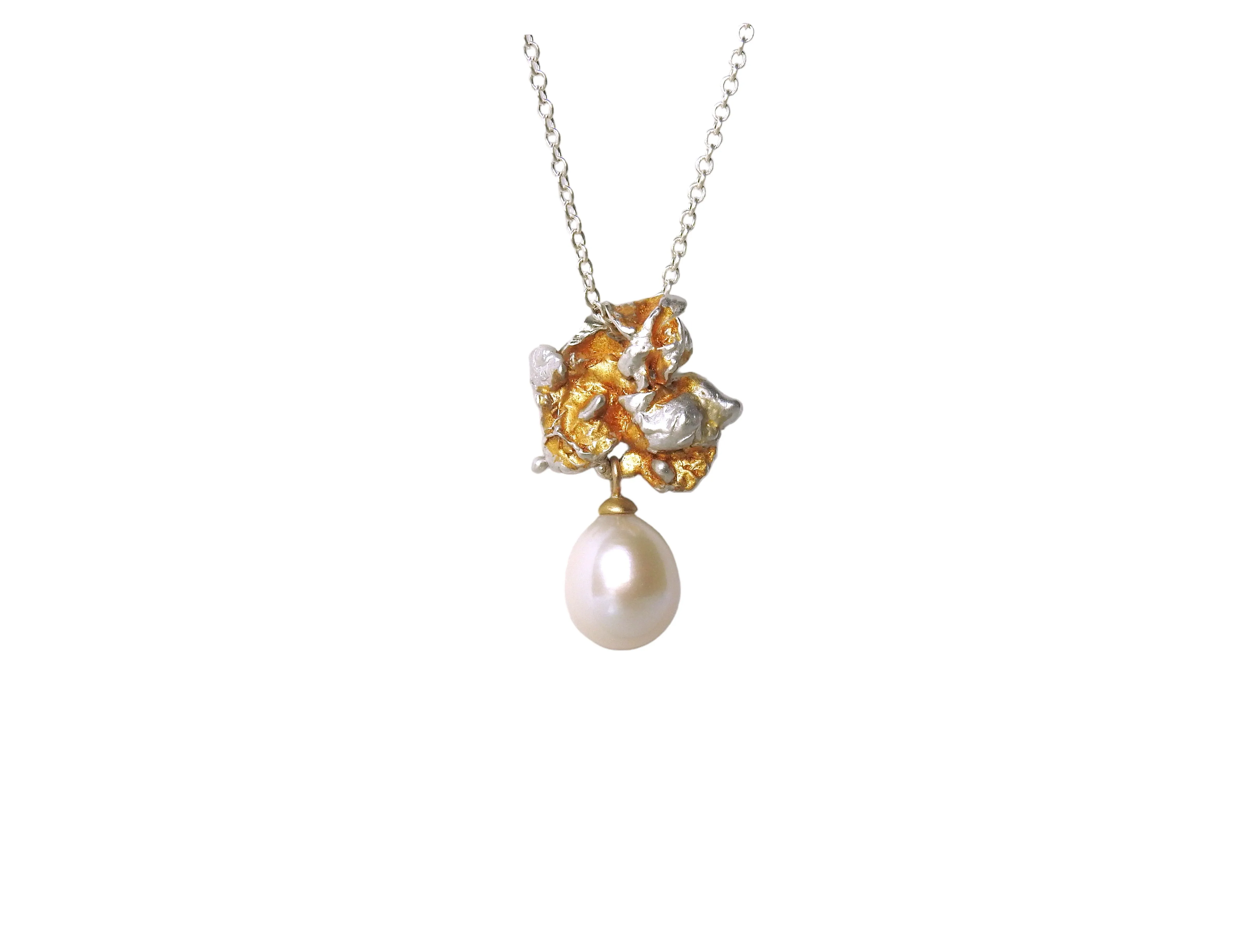 Coral reef drop pearl pendant