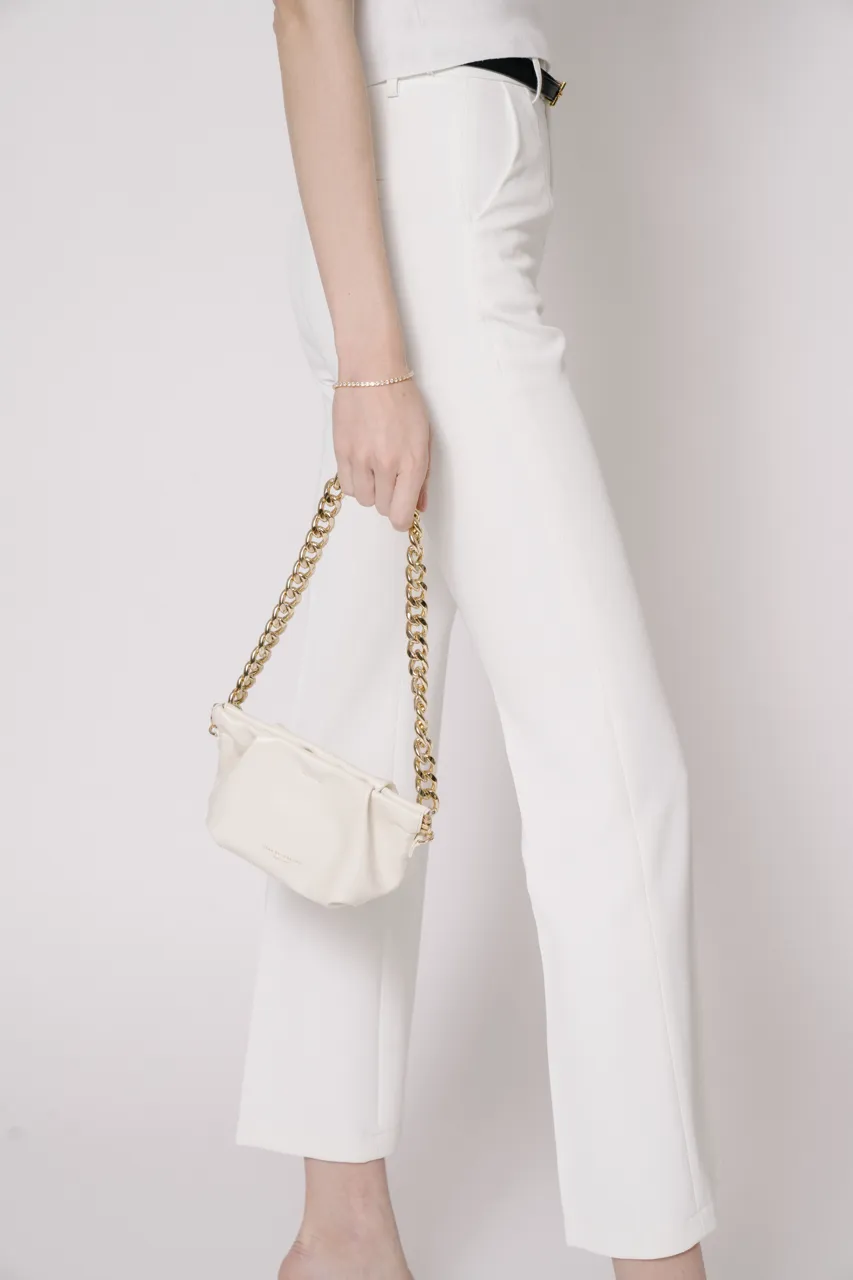 Cream Croissant Shoulder Handbag