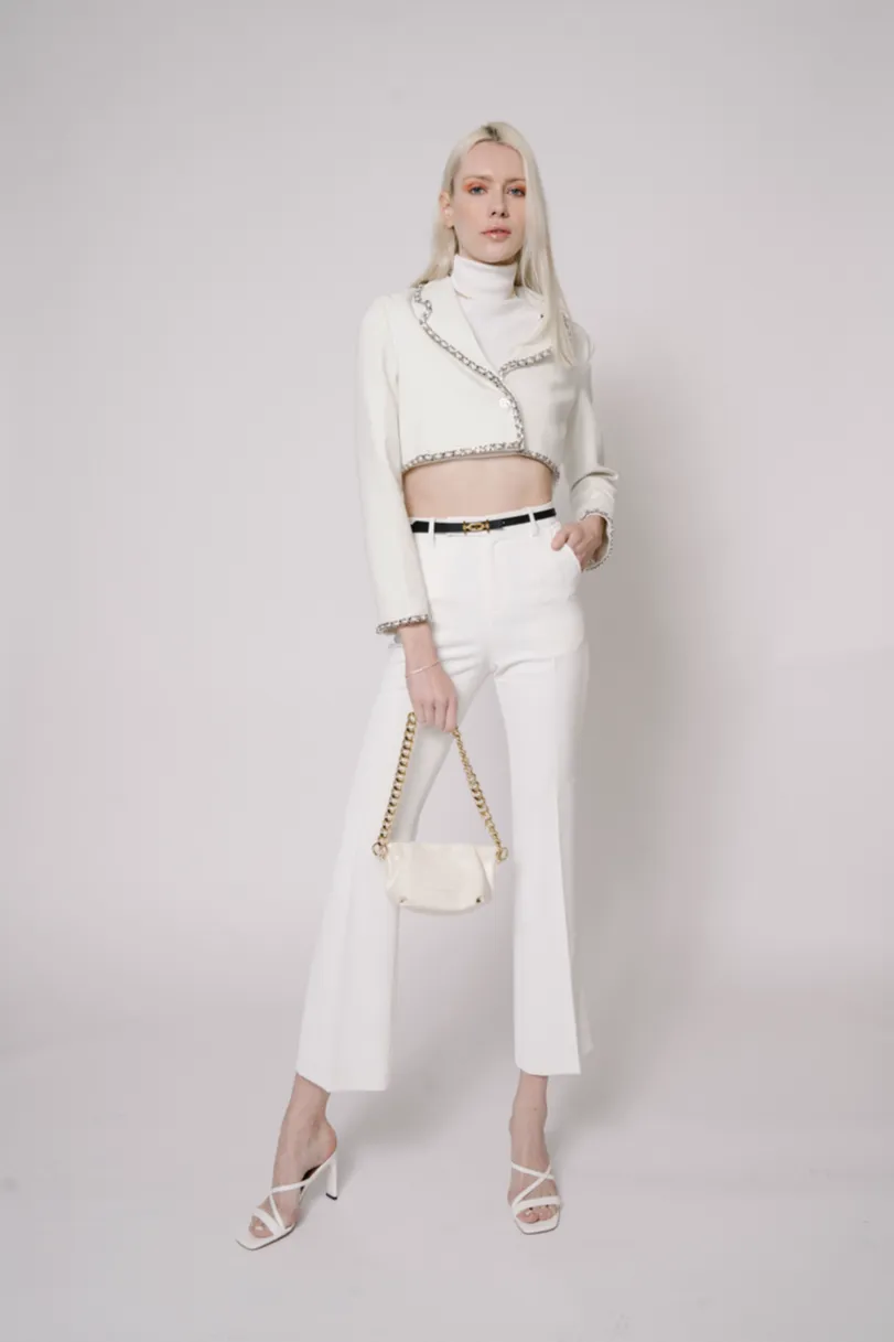Cream Croissant Shoulder Handbag