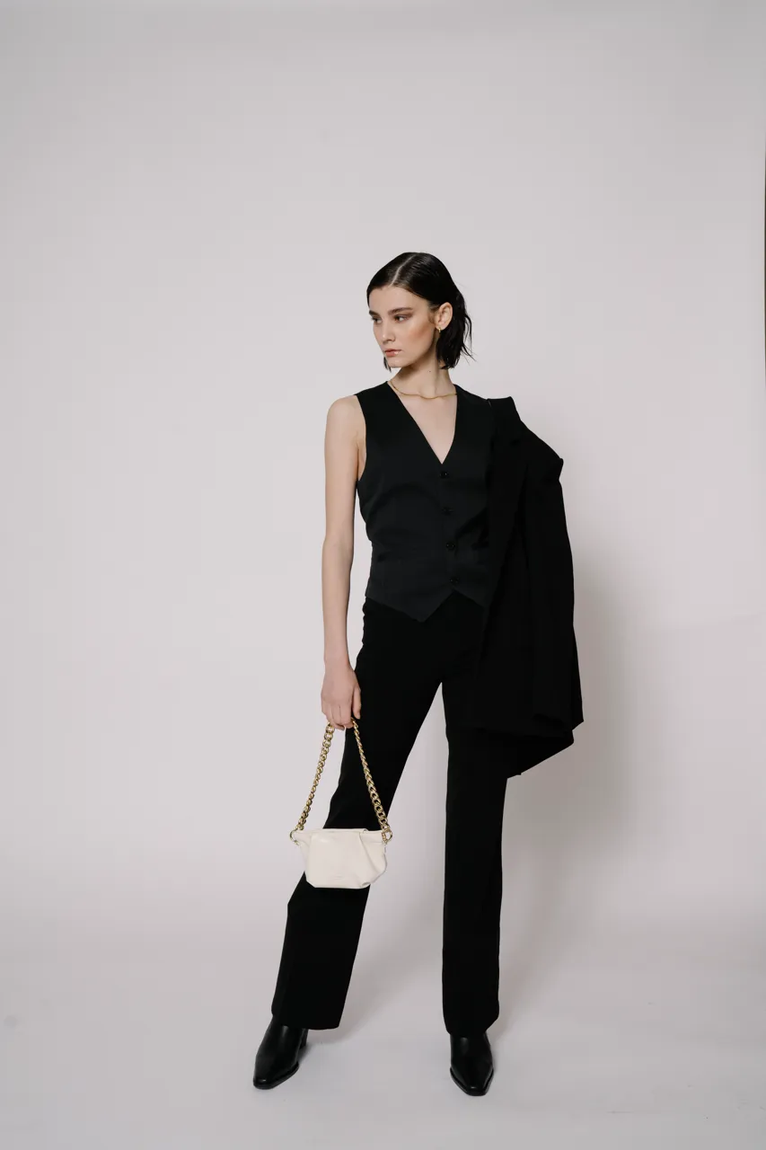 Cream Croissant Shoulder Handbag