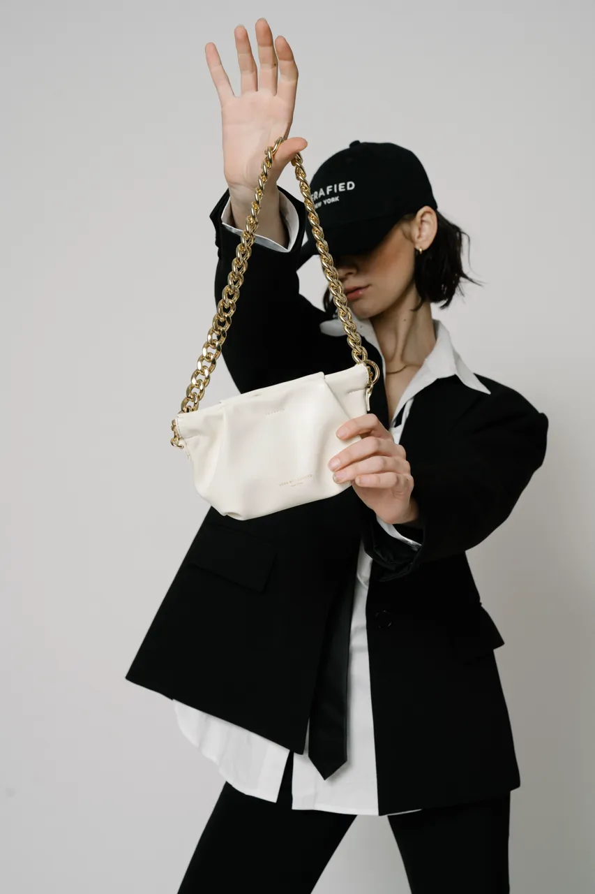Cream Croissant Shoulder Handbag