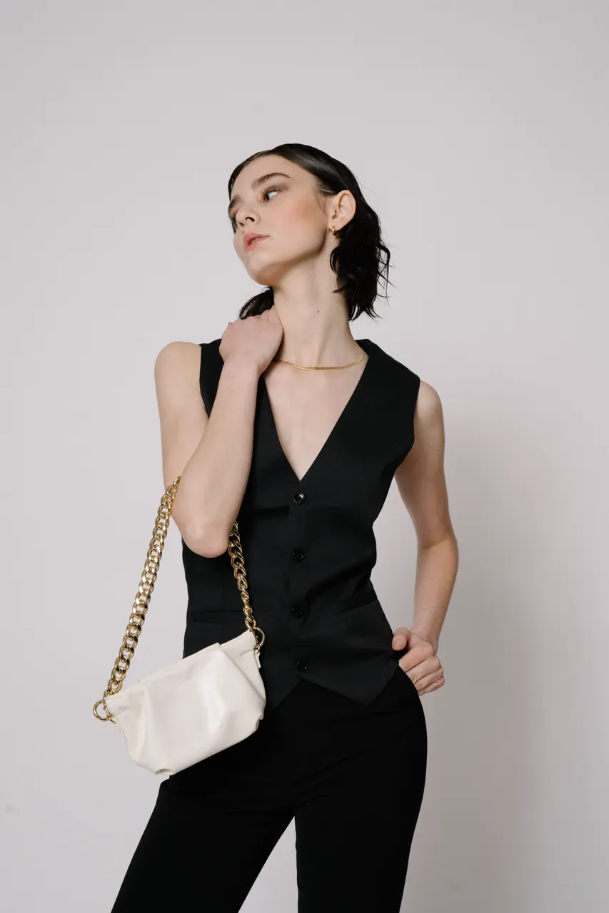 Cream Croissant Shoulder Handbag