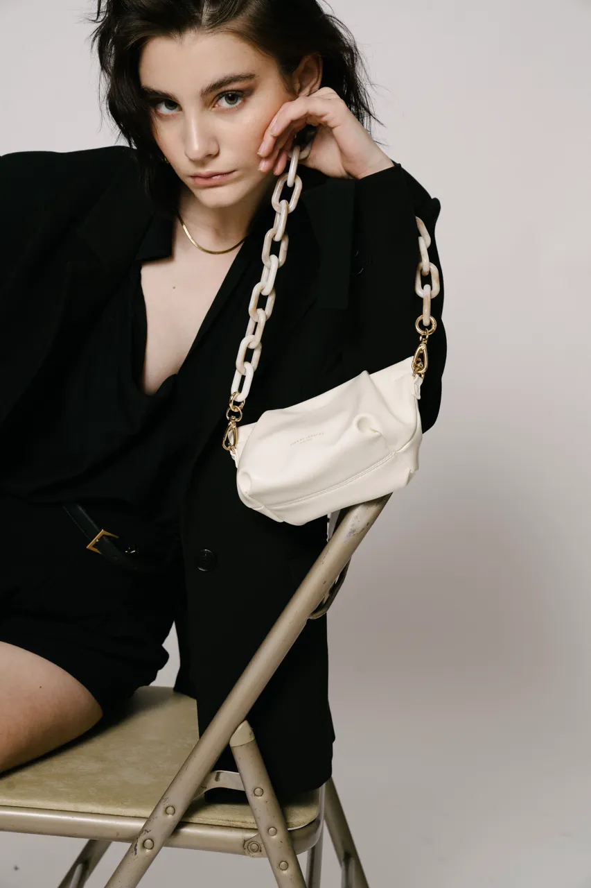 Cream Croissant Shoulder Handbag