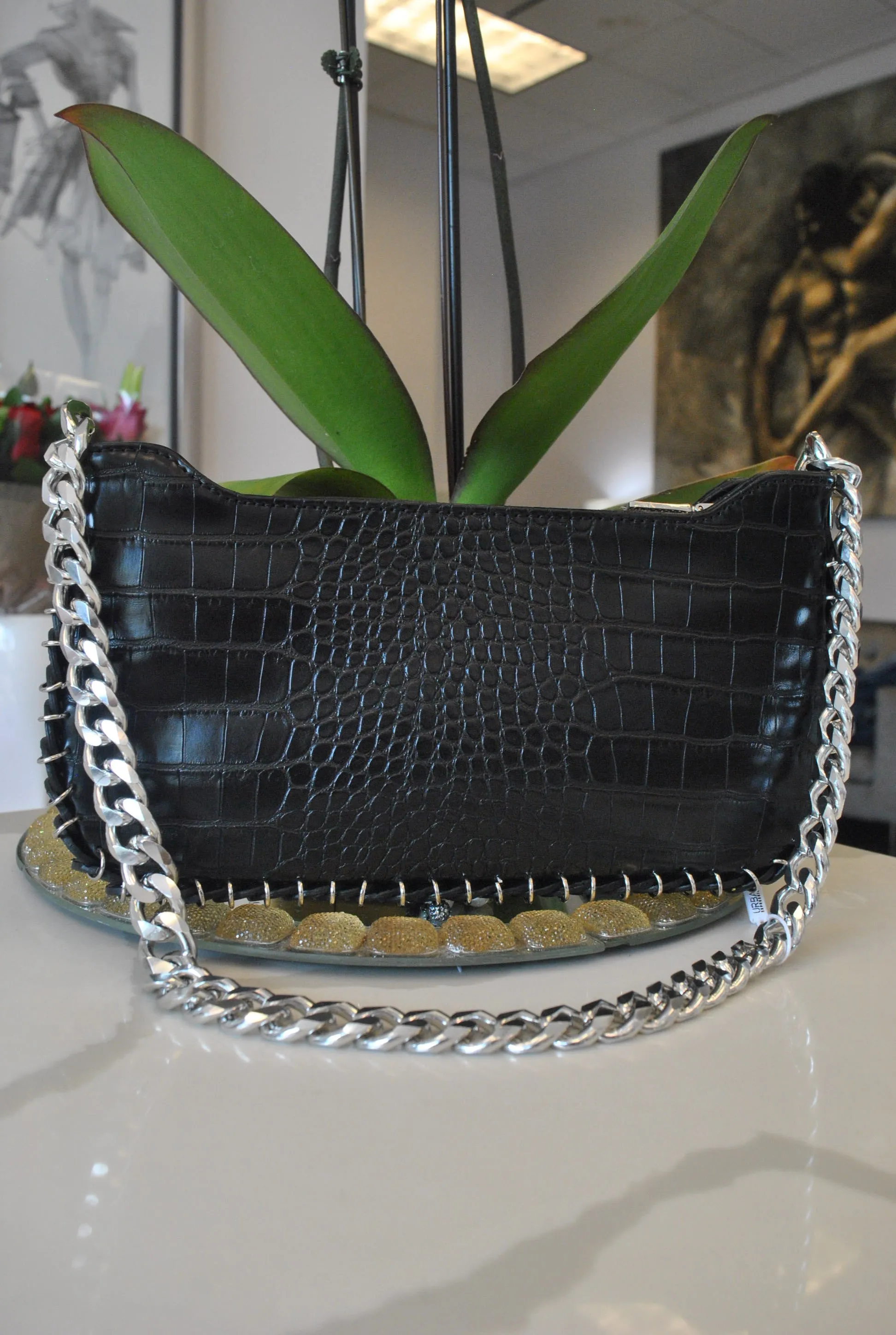 CROCODILE SKIN LOOK CLUTCH / SHOULDER BAG