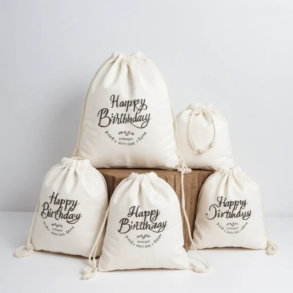 Custom Printed Cotton Muslin Drawstring Bags - Personalized Eco-Friendly Favor Bags for Weddings, Gifts, and More!