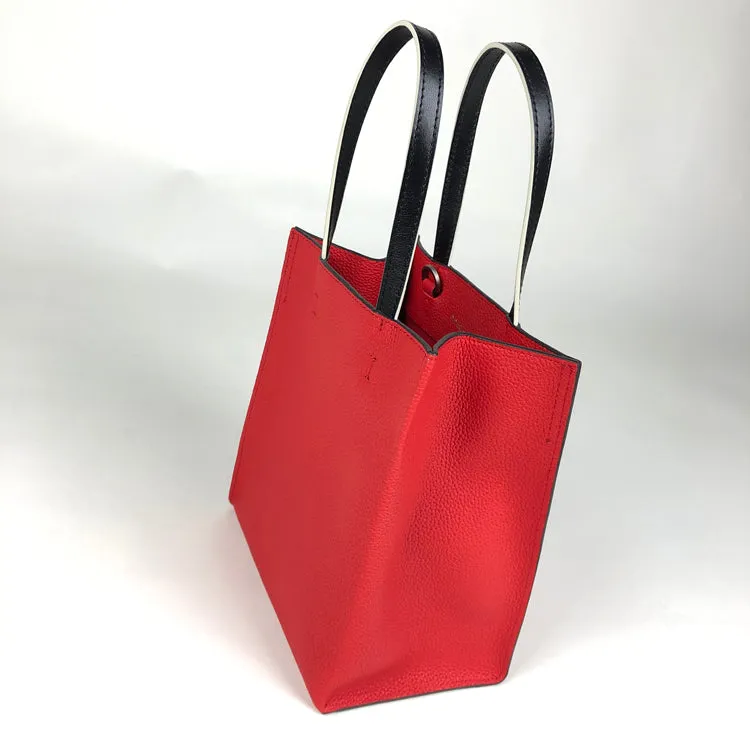 Cute Womens Green Leather Tote Bag Best Tote Handbag Small Shopper Bag Purse for Ladies