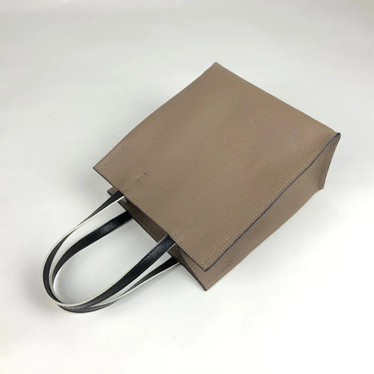 Cute Womens Green Leather Tote Bag Best Tote Handbag Small Shopper Bag Purse for Ladies