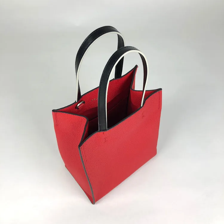 Cute Womens Green Leather Tote Bag Best Tote Handbag Small Shopper Bag Purse for Ladies