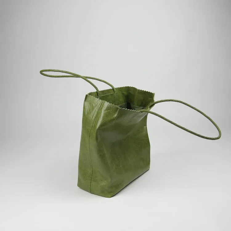 Cute Womens Small Green Leather Shoulder Tote Bag Small Best Tote Shopper Bag Purse for Ladies