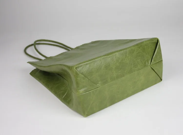 Cute Womens Small Green Leather Shoulder Tote Bag Small Best Tote Shopper Bag Purse for Ladies