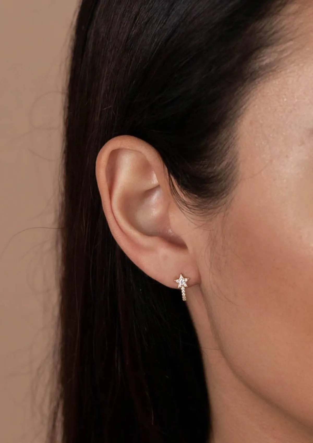 CZ Pavé Star Huggie Earrings