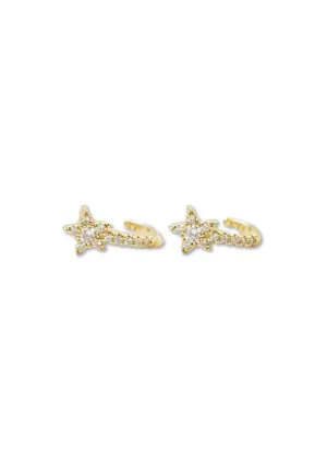 CZ Pavé Star Huggie Earrings