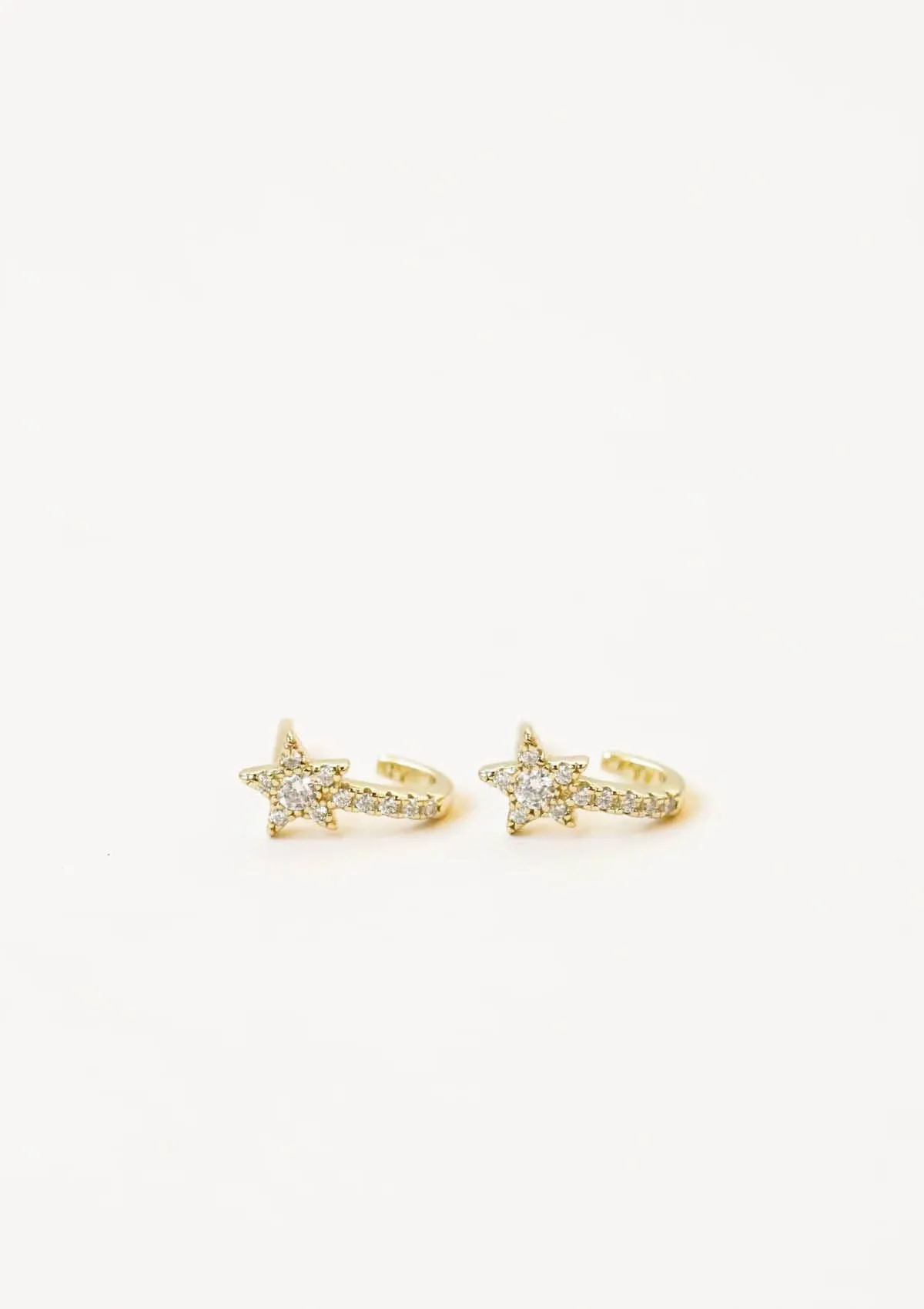 CZ Pavé Star Huggie Earrings