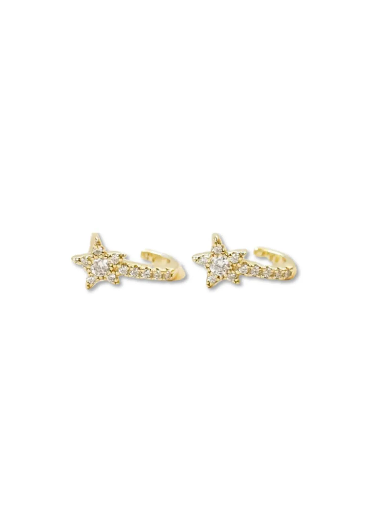 CZ Pavé Star Huggie Earrings