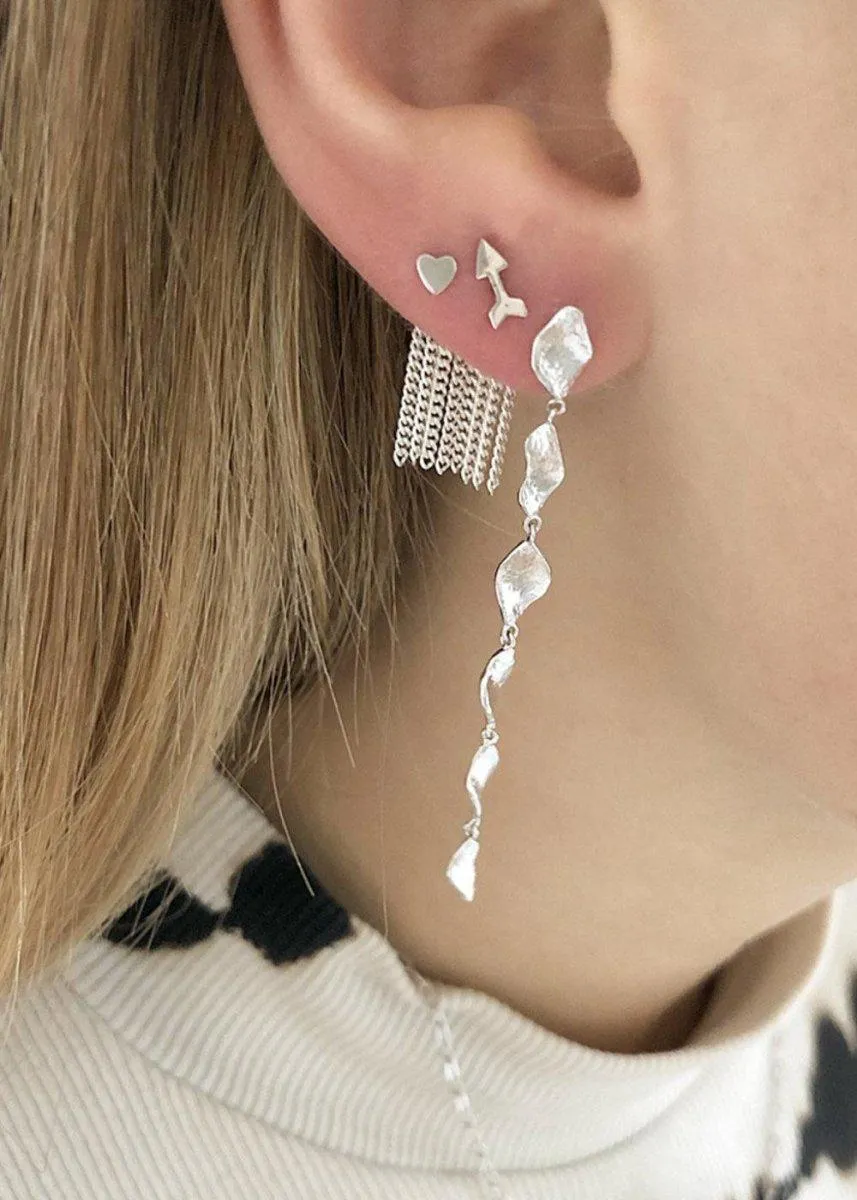 Dancing Chains Behind Ear-Earr - Silver