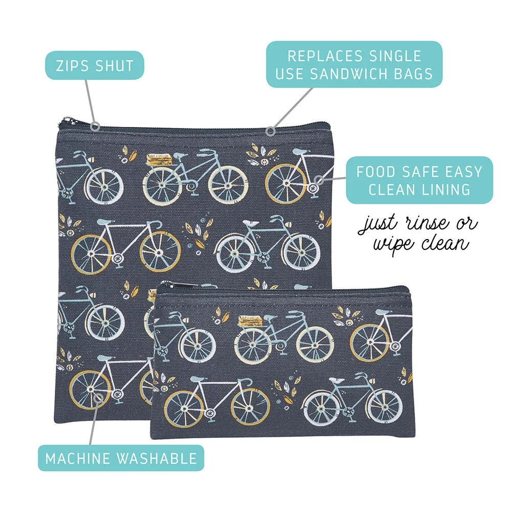 Danica Snack Bag Reusable Set of 2 Bicycle Sweet Ride