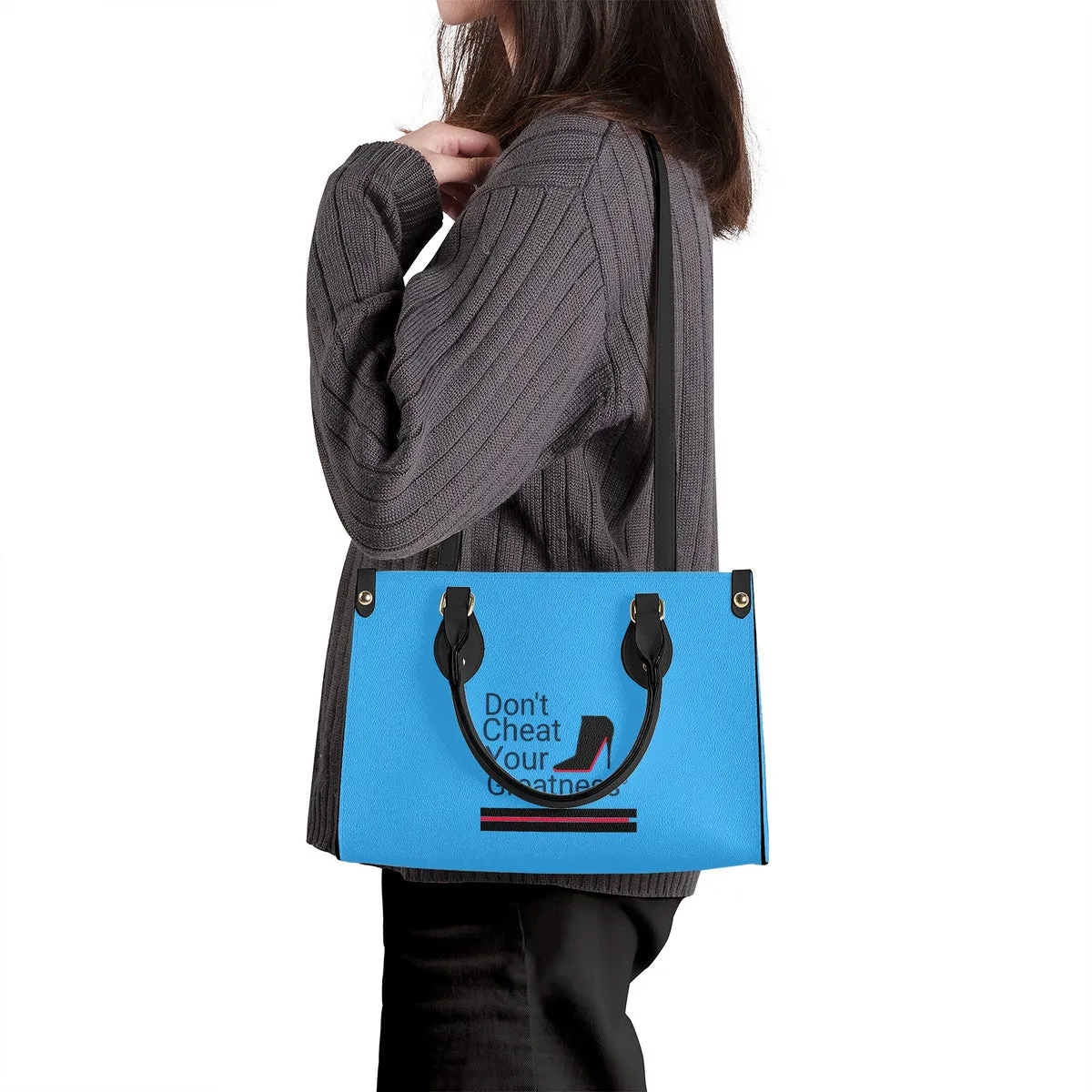 DCYG Black Red Bottoms,Luxury Women PU Tote Bag - Black