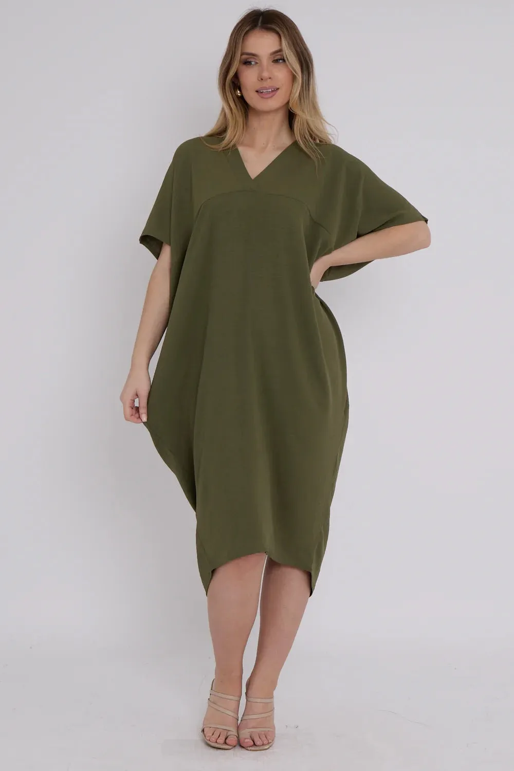 DEANWAQNGKT  European American Summer New Cross-Border  Independent Station Hot Sale Slit Mid-Length Dress Foreign Trade Women's Clothing