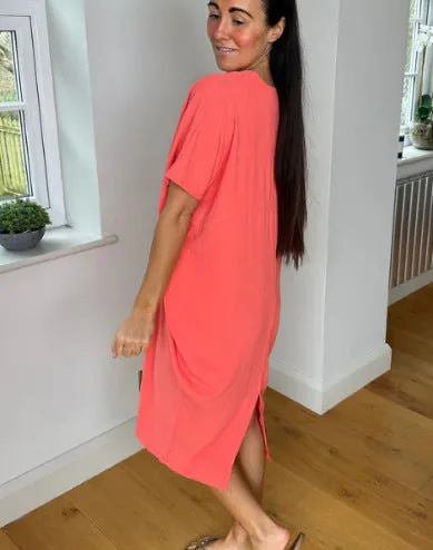 DEANWAQNGKT  European American Summer New Cross-Border  Independent Station Hot Sale Slit Mid-Length Dress Foreign Trade Women's Clothing