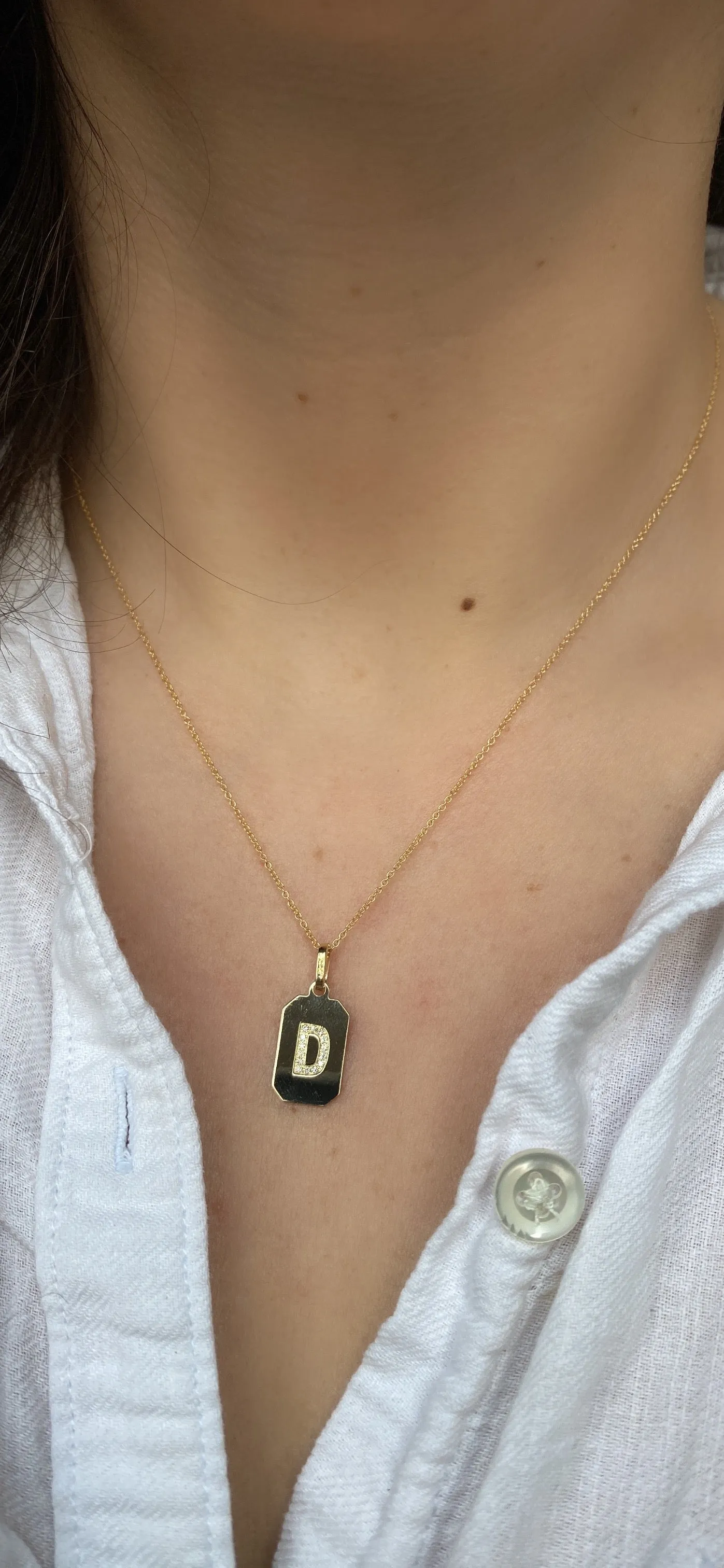 Diamond Border Dog Tag Charm