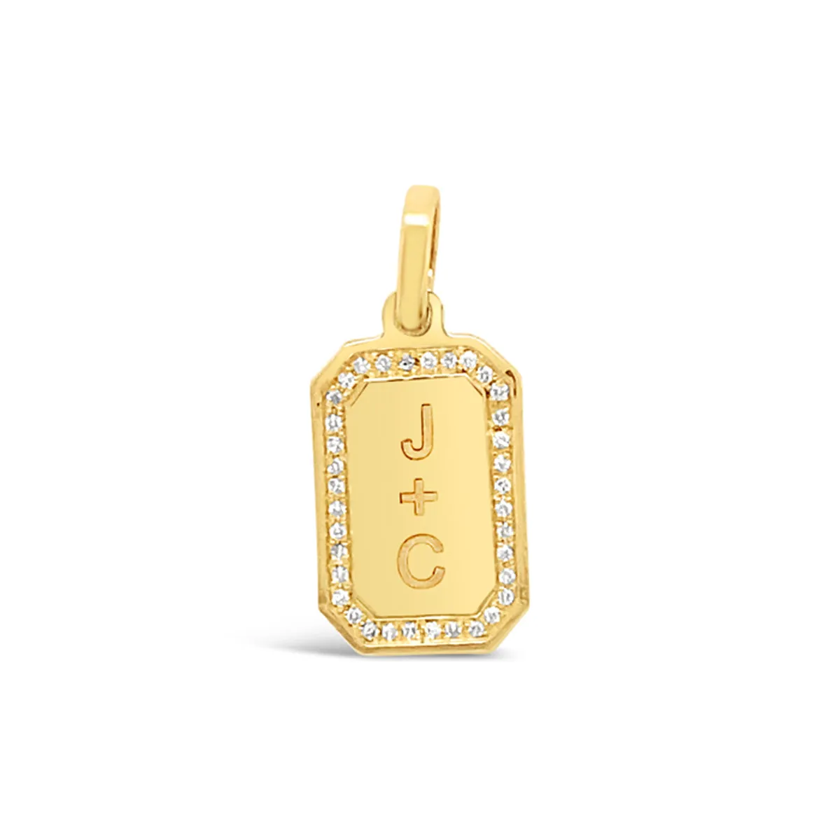 Diamond Border Dog Tag Charm