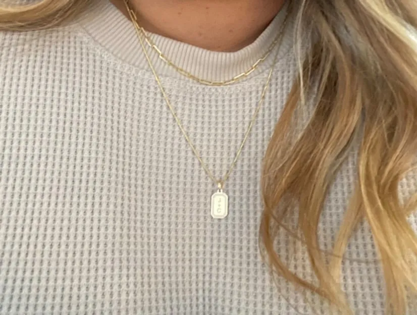 Diamond Border Dog Tag Charm