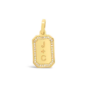 Diamond Border Dog Tag Charm